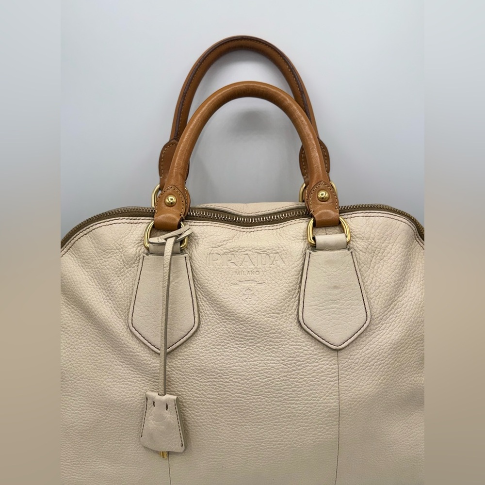 Prada Cream Vitello Dome Satchel 🤍 Classic Neutral Luxury - Picture 13 of 14
